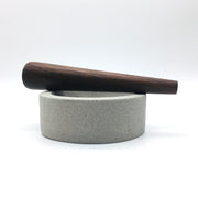 Essi Mortar | 6.5" x 2.5" | Raw Greystone w/ Mudra Pestle 10" in Walnut