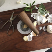 Essi Mortar | 3.5" x 2.5" | Raw Greystone | Mudra Pestle | 6" | Walnut