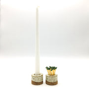 Mani Candle Holder | 1.5" x 1.5" | Sandstone/Snow White
