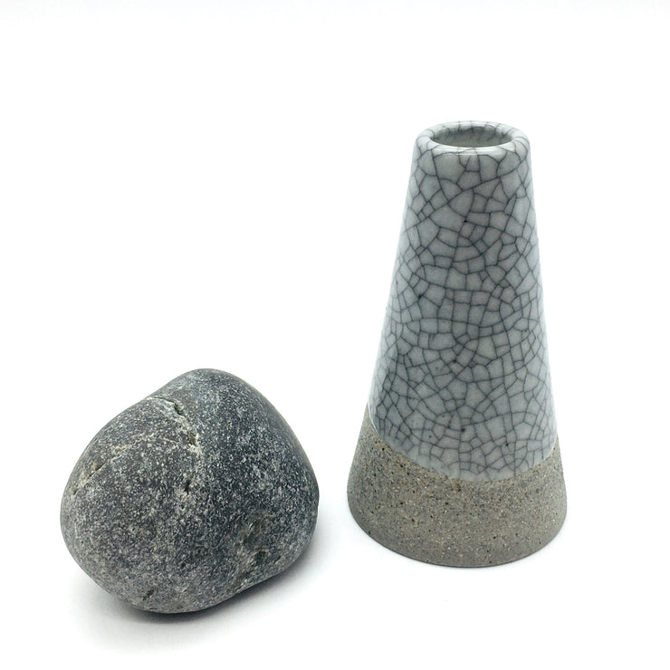 Mudra Vase | 2.5" x 4" | Greystone/Mojave Crackle