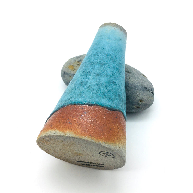Mudra Vase | 2.5" x 4" | Greystone/Navajo Blue (NOT FOOD SAFE)