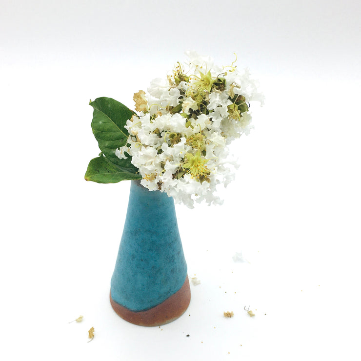 Mudra Vase | 2.5" x 4" | Greystone/Navajo Blue (NOT FOOD SAFE)