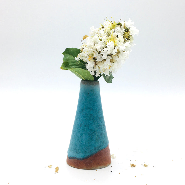 Mudra Vase | 2.5" x 4" | Greystone/Navajo Blue (NOT FOOD SAFE)