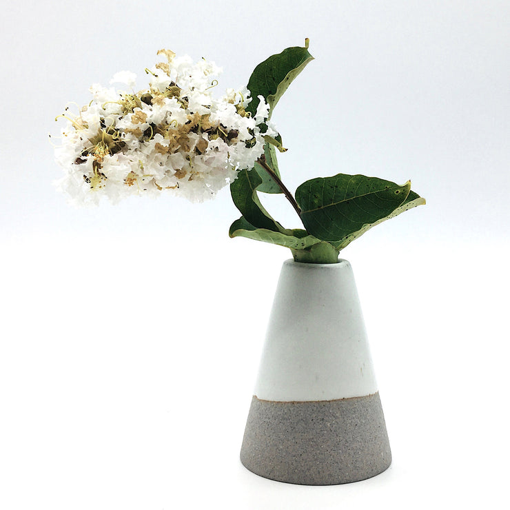 Mudra Vase | 2.5" x 4" | Greystone/Snow White