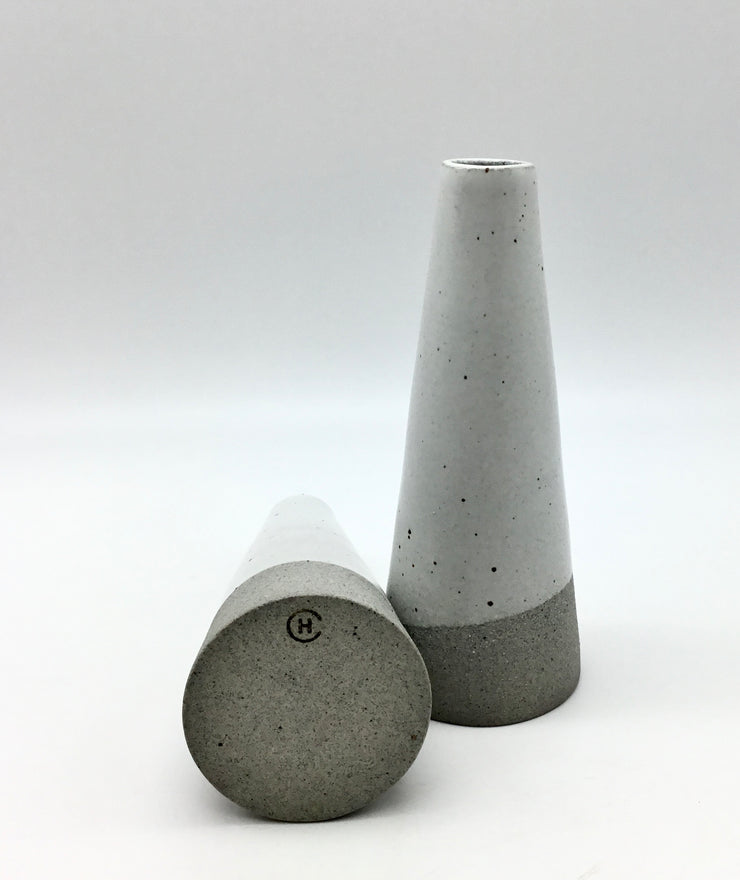 Mudra Vase | 2.5" x 7" | Greystone/Snow White