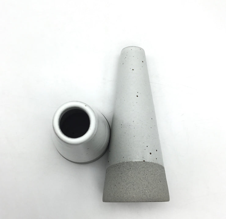 Mudra Vase | 2.5" x 7" | Greystone/Snow White