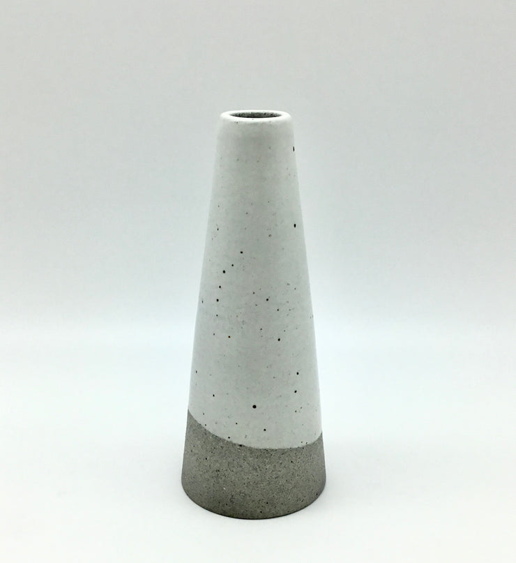 Mudra Vase | 2.5" x 7" | Greystone/Snow White