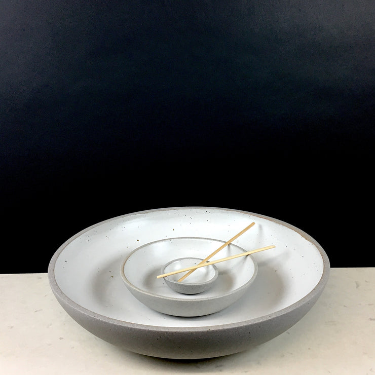 Stillness Platter | 15-17" ish Diameter | Greystone/Snow White